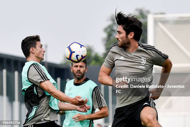Mattia Caldara during a Juventus training session at Juventus Training Center on July 12, 2018 in Turin, Italy.