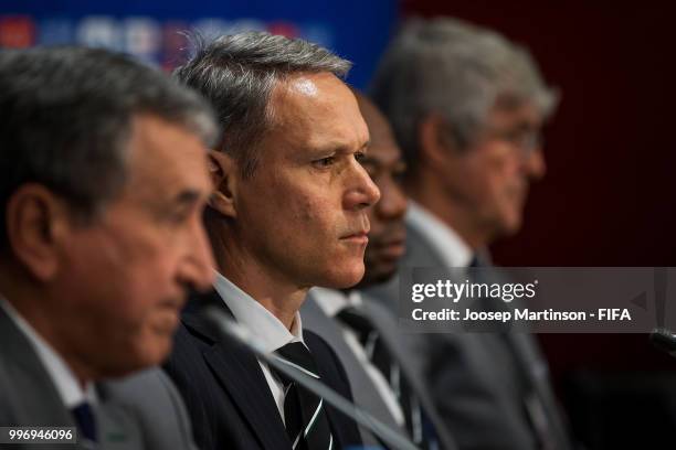 Marco van Basten looks on during media briefing with FIFA Technical Study Group at Luzhniki Stadium on July 12, 2018 in Moscow, Russia.