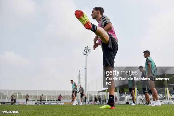 Mattia De Sciglio during a Juventus training session at Juventus Training Center on July 12, 2018 in Turin, Italy.
