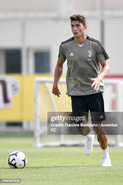 Mattia Caldara during a Juventus training session at Juventus Training Center on July 12, 2018 in Turin, Italy.