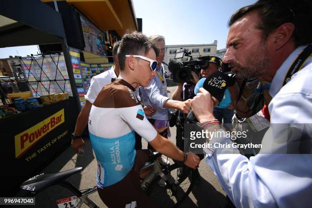 Start / Romain Bardet of France and Team AG2R La Mondiale / Interview / Media / Press / during 105th Tour de France 2018, Stage 6 a 181km stage from...