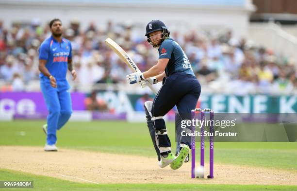 England Jonathan Bairstow picks up some runs during the 1st Royal London One Day International match between England and India at Trent Bridge on...