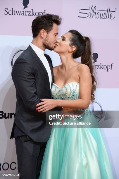 The Bachelor 2017 Sebastian Pannek and his girlfriend Clea-Lacy arrive at the charity gala 'Tribute to Bambi' in Berlin, Germany, 5 October 2017....