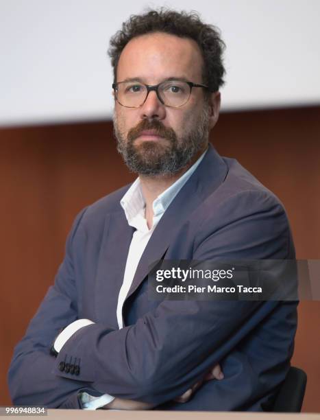 Carlo Chatrian, Artistic Director of the Festival of the film Locarno attends the 2018 Locarno Film Festival Press Conference at Centro Svizzero on...