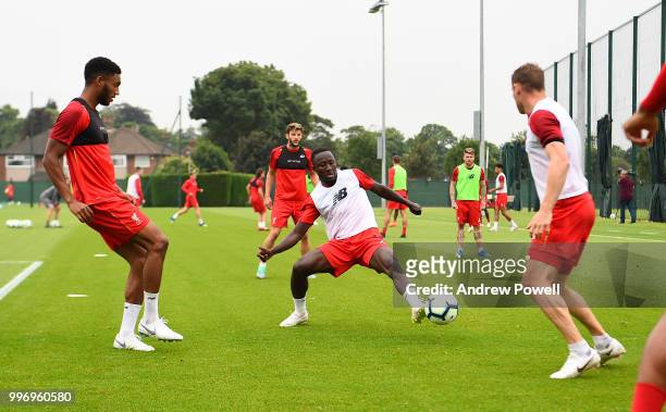 Naby Keita of Liverpool during a training session at Melwood Training Ground on July 12, 2018 in Liverpool, England.
