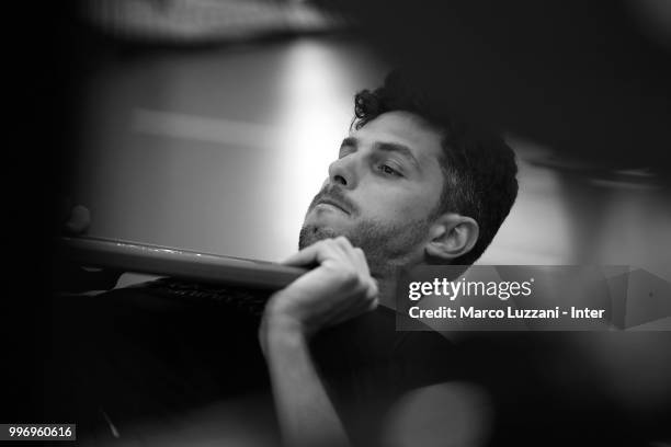 Andrea Ranocchia of FC Internazionale trains in the gym during the FC Internazionale training session at the club's training ground Suning Training...