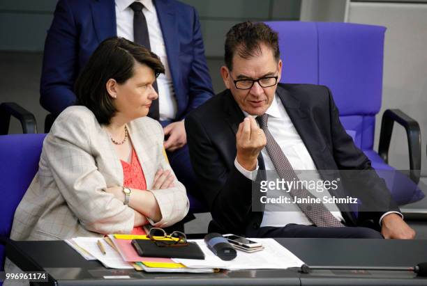 German Development Minister Gerd Mueller and Maria Flachsbarth, Germany's parliamentary state secretary to the federal minister for economic...