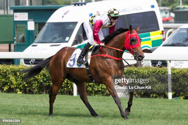 Jockey Tommy Berry riding Supreme Profit wins Race 5 Audemars Piguet Royal Oak Offshore Handicap at Sha Tin racecourse on April 26 , 2015 in Hong...