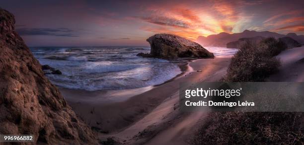 sunset in monsul beach, cabo de gata, almeria - domingo stock pictures, royalty-free photos & images
