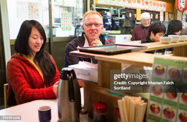 seafood restaurant near tsukiji fish market - tsukiji fish market stock pictures, royalty-free photos & images