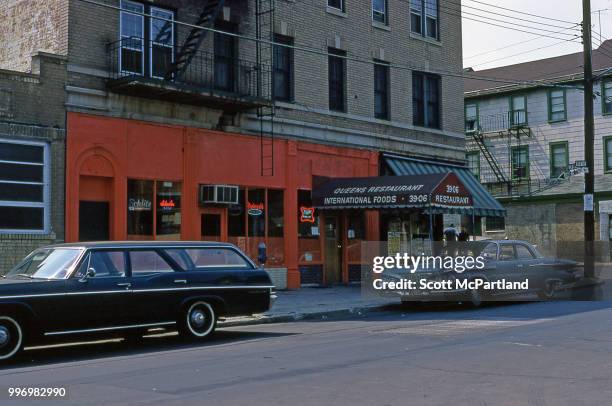 Exterior shot of the Queens Restaurant , at the 39-06 104th Street in Corona, Queens, New York, New York, August 1, 1966.