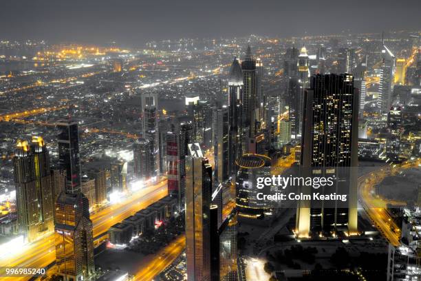 sheikh zayed road- from above - zayed stock pictures, royalty-free photos & images