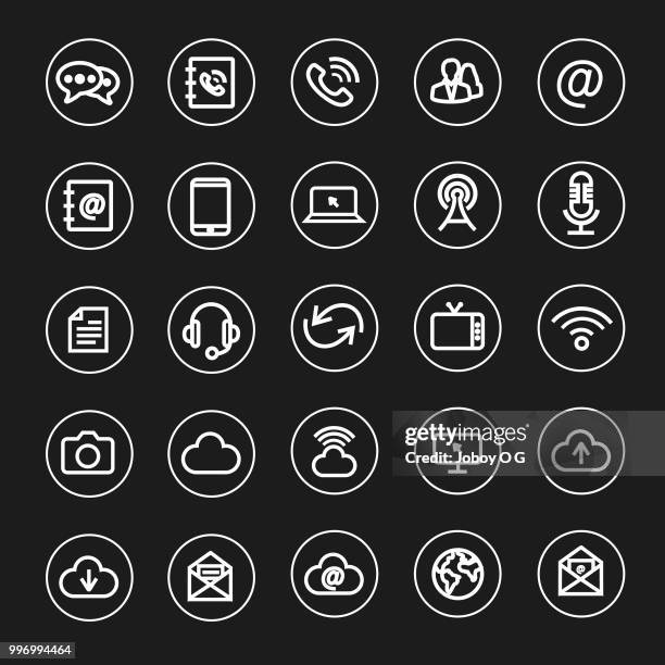 communication icon set - tower speakers stock illustrations