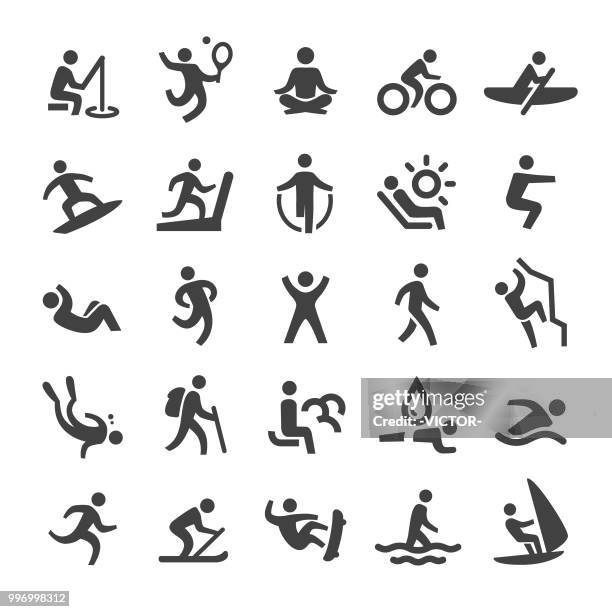 illustrazioni stock, clip art, cartoni animati e icone di tendenza di icone di esercizio e rilassamento - smart series - winter sports icon