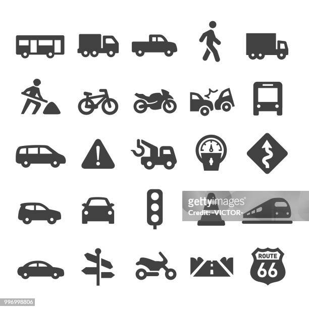 illustrazioni stock, clip art, cartoni animati e icone di tendenza di icone del traffico - smart series - mezzo di trasporto