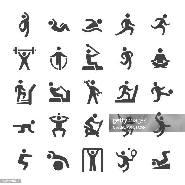 fitness icons set - smart series - active lifestyle icons stock illustrations