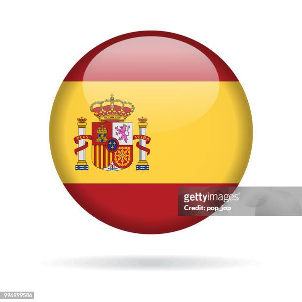 spain - round flag vector glossy icon - spain stock illustrations