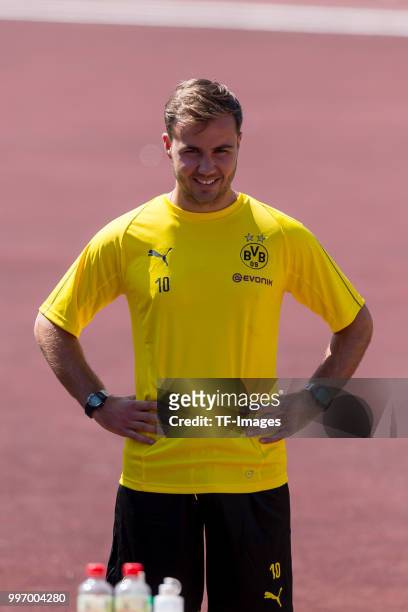 Mario Goetze of Dortmund laughs during a training session on July 7, 2018 in Dortmund, Germany.