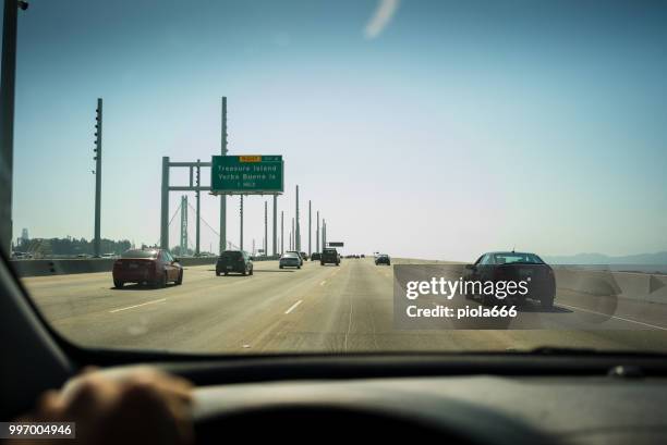 driving a car pov: on highway to san francisco - 666 stock pictures, royalty-free photos & images