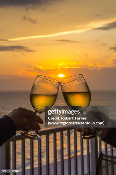 wine toast to the sunset - www picture com stock-fotos und bilder