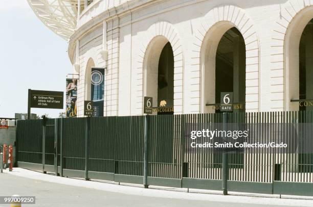 Architectural detail of California Memorial Stadium at UC Berkeley in Berkeley, California, May 12, 2018.