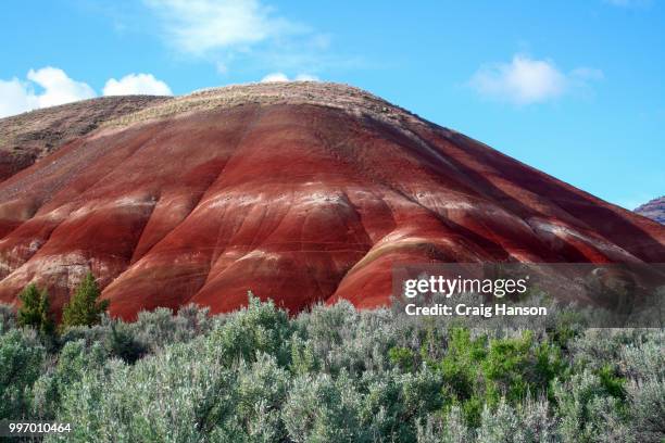 red hill with white stripes - letto fossile foto e immagini stock