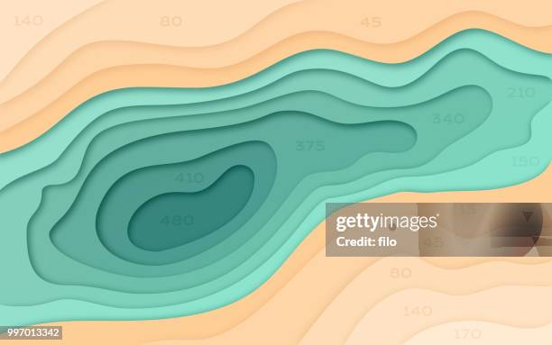 stockillustraties, clipart, cartoons en iconen met abstract water en terrein - contourlijn