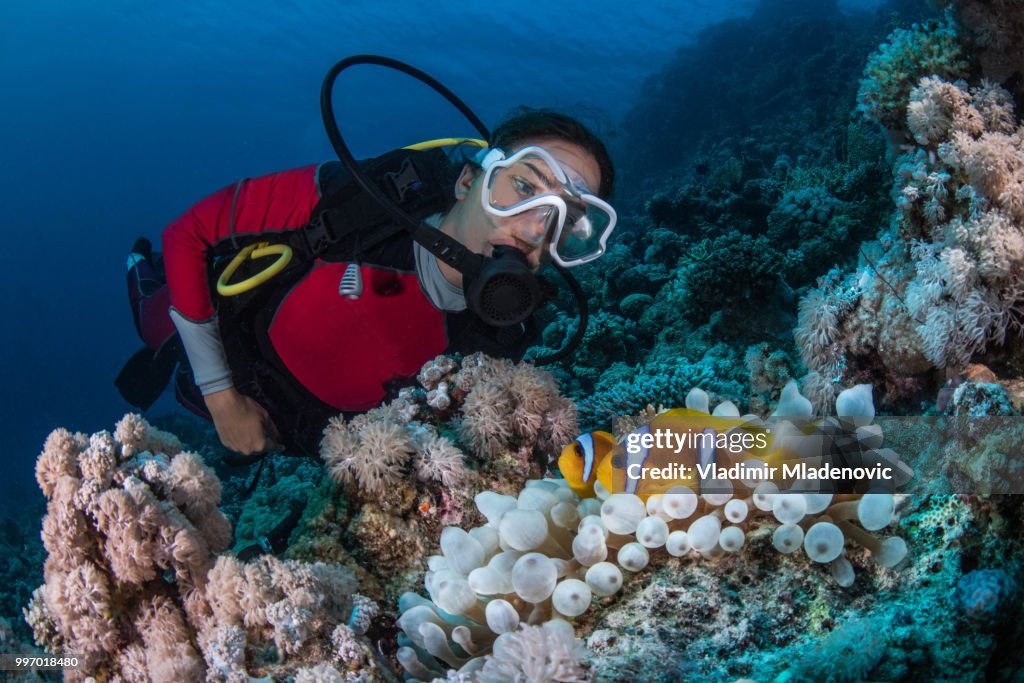 Scuba diver in natural environment