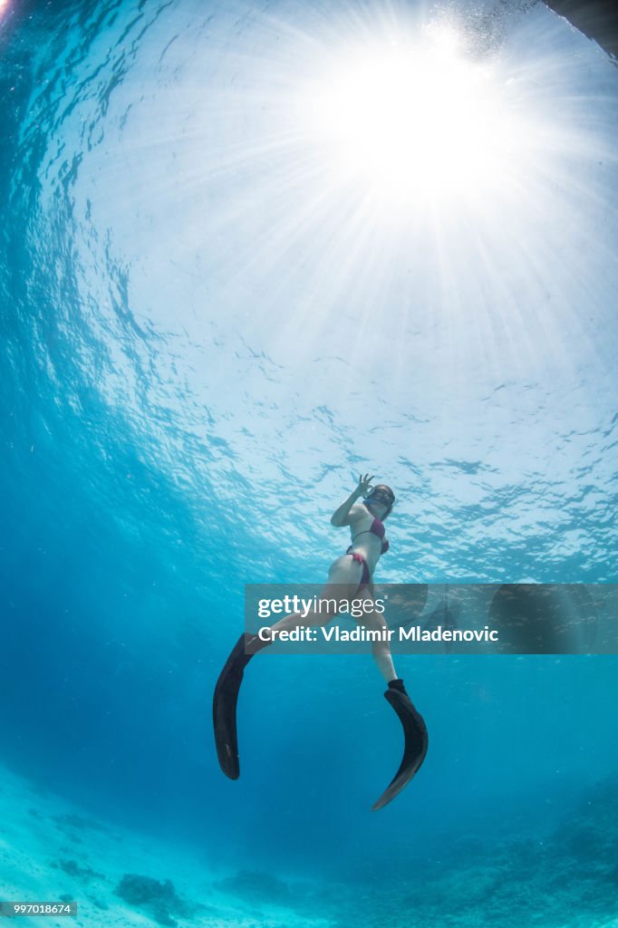 Scuba diver in natural environment