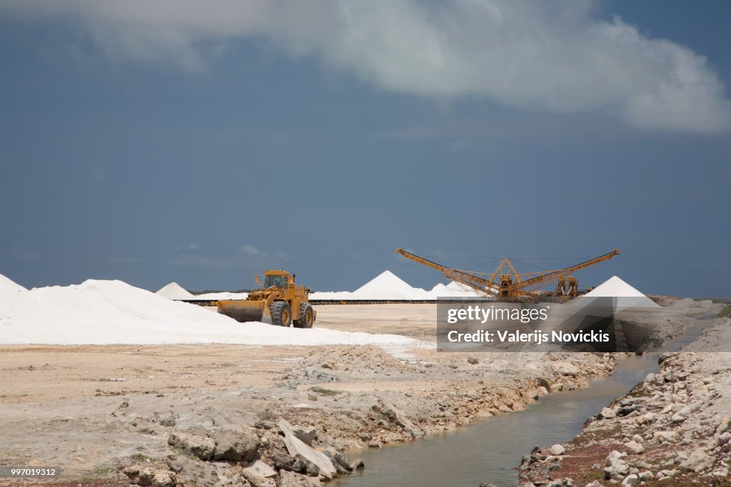 Salt mining Bonairo Carribean island