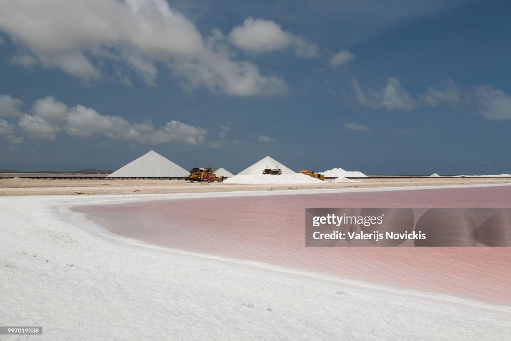 Salt mining Bonairo Carribean island