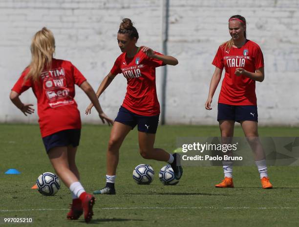 Camilla Labate of Italy in action during the Italy women U19 photocall and training session on July 12, 2018 in Formia, Italy.