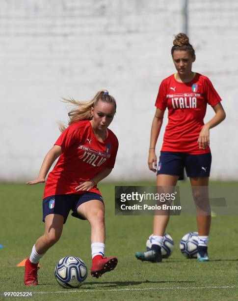 Giada Greggi of Italy in action during the Italy women U19 photocall and training session on July 12, 2018 in Formia, Italy.
