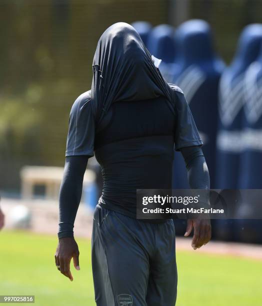 Alex Lacazette of Arsenal during a training session at London Colney on July 12, 2018 in St Albans, England.