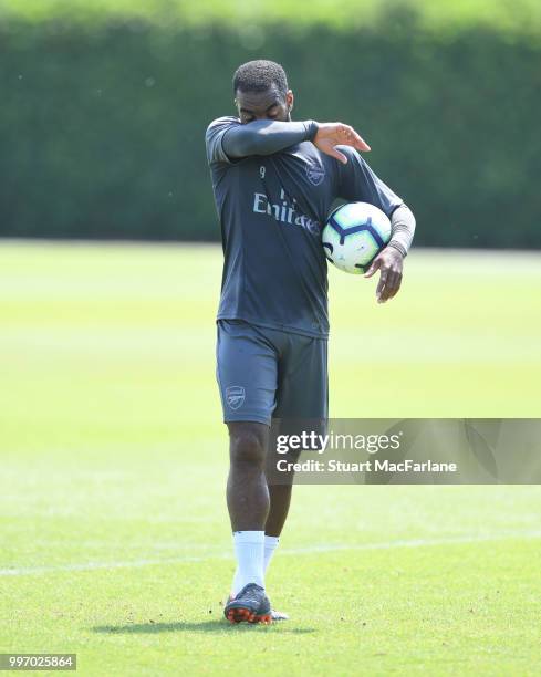 Alex Lacazette of Arsenal during a training session at London Colney on July 12, 2018 in St Albans, England.