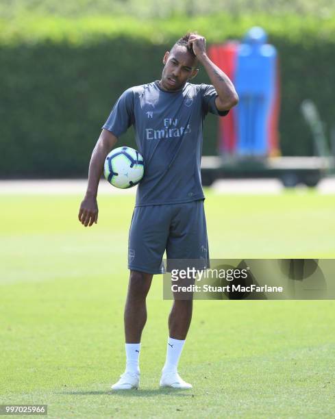 Pierre-Emerick Aubameyang of Arsenal during a training session at London Colney on July 12, 2018 in St Albans, England.