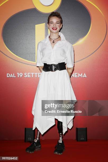 Bebe Vio attends the 'Gli Incredibili 2' photocall at Hotel De Russie on July 12, 2018 in Rome, Italy.
