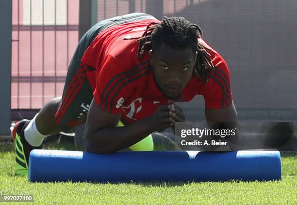 Renato Sanches of FC Bayern Muenchen practices during a training session at the club's Saebener Strasse training ground on July 12, 2018 in Munich,...