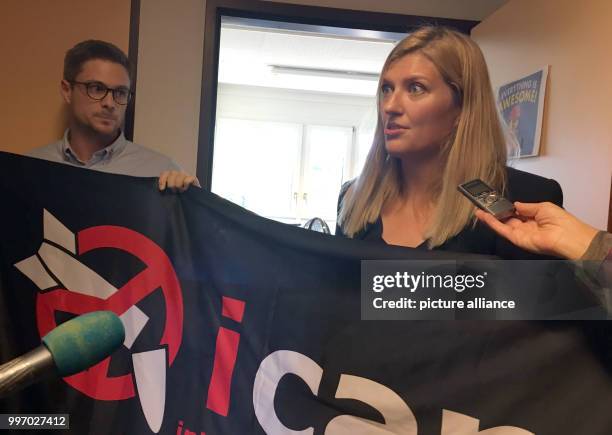 Beatrice Fihn of the International Campaign to Abolish Nuclear Weapons speaks to journalists after the announcement of the Nobel Peace Prize in...