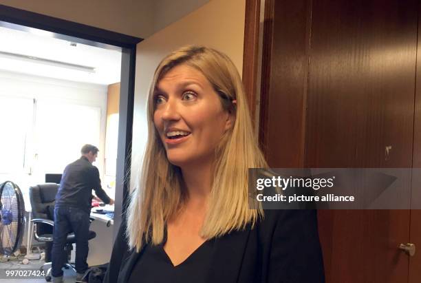 Beatrice Fihn of the International Campaign to Abolish Nuclear Weapons speaks to journalists after the announcement of the Nobel Peace Prize in...