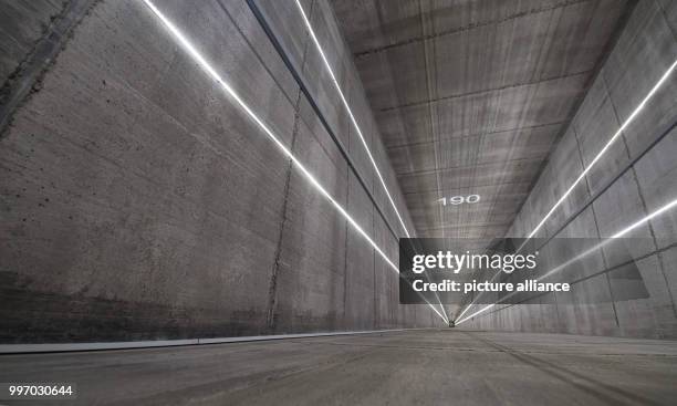 Serves as a height indicator in an elevator shaft more than 220 deep in Thyssenkrupp's test tower for elevators in Rottweil, Germany, 06 October...