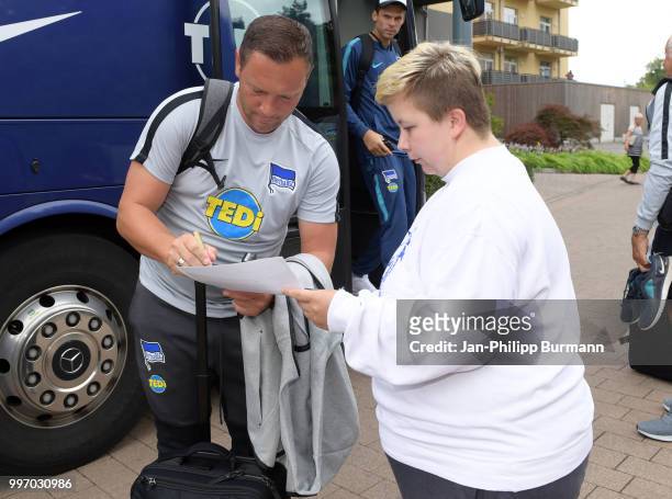 Coach Pal Dardai of Hertha BSC during a training camp on July 12, 2018 in Neuruppin, Germany.
