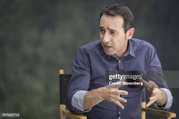 Marcos Galperin, co-founder and chief executive officer of MercadoLibre Inc., speaks during a Bloomberg Television interview at the Allen & Co. Media...