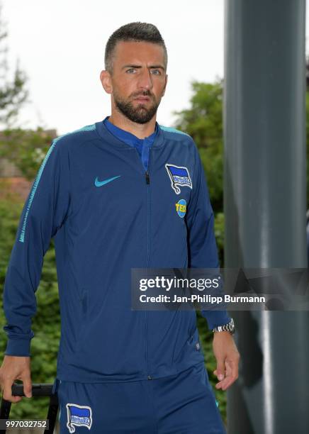 Vedad Ibisevic of Hertha BSC during a training camp on July 12, 2018 in Neuruppin, Germany.