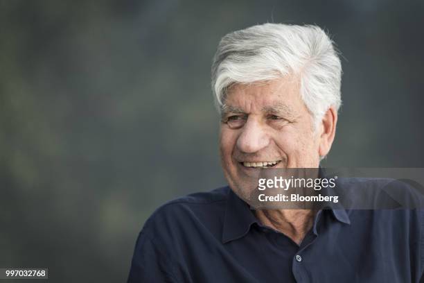 Maurice Levy, chairman of the supervisory board of Publicis Groupe SA, speaks during a Bloomberg Television interview at the Allen & Co. Media and...