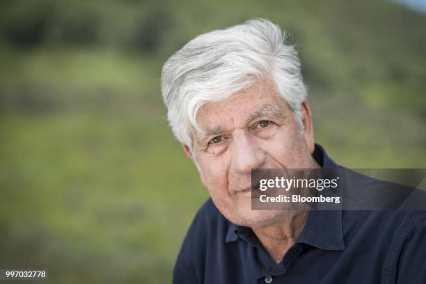 Maurice Levy, chairman of the supervisory board of Publicis Groupe SA, sits for a photograph after a Bloomberg Television interview at the Allen &...