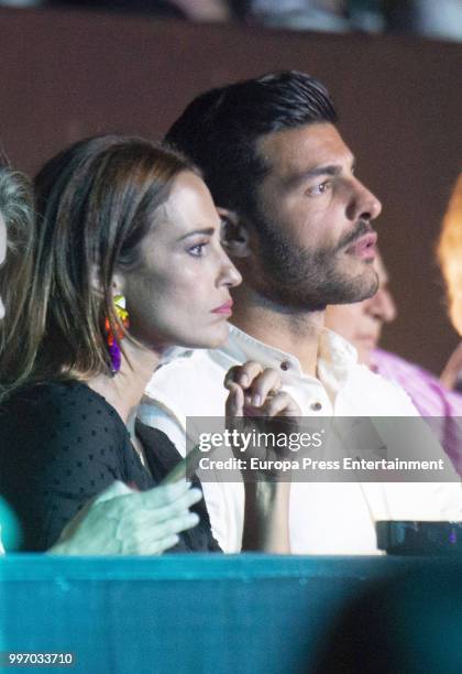 Miguel Torres and Paula Echevarria attend Starlite music Festival on July 11, 2018 in Marbella, Spain.