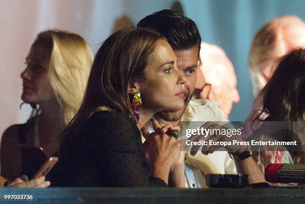 Miguel Torres and Paula Echevarria attend Starlite music Festival on July 11, 2018 in Marbella, Spain.