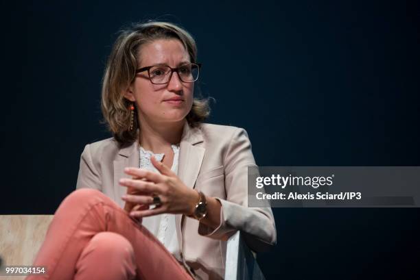 Sophie Rosso, executive director of Quartus Tertiaire, attends the first conference at the City Summit at Grande Halle de La Villette on July 12,...