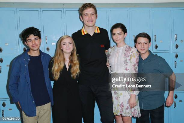 Daniel Zolghadri, Elsie Fisher, Bo Burnham, Emily Robinson and Jake Ryan attend the Screening Of A24's "Eighth Grade" - Arrivals at Le Conte Middle...